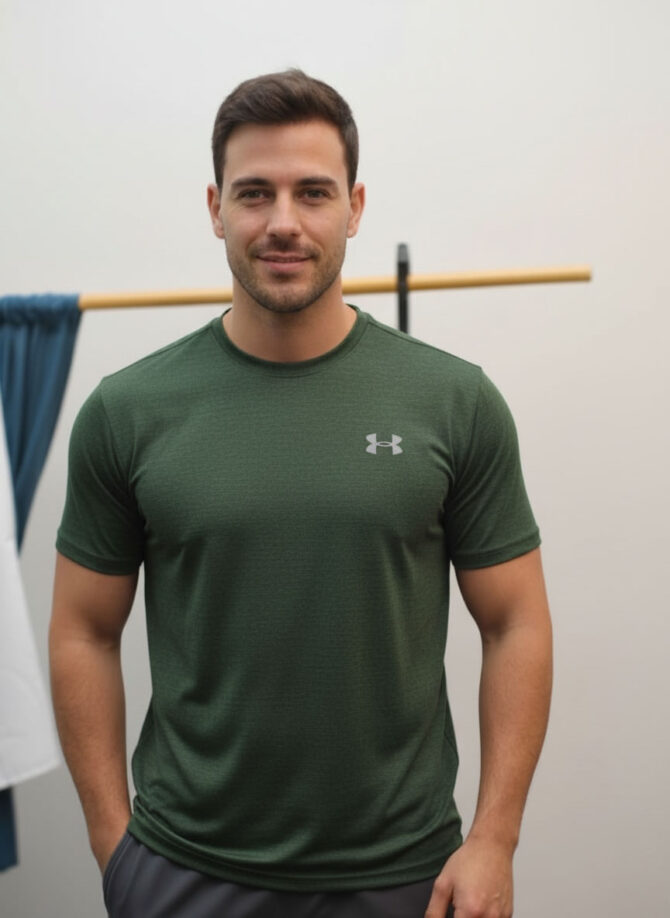 Men’s Green Under Armour Dry-Fit Performance T-Shirt | Quick-Dry, Breathable Sportswear