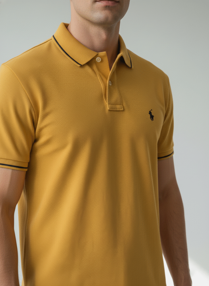 Men’s Mustard Yellow Polo Ralph Lauren Shirt | Classic Cotton Polo for Casual & Smart Wear - Image 4