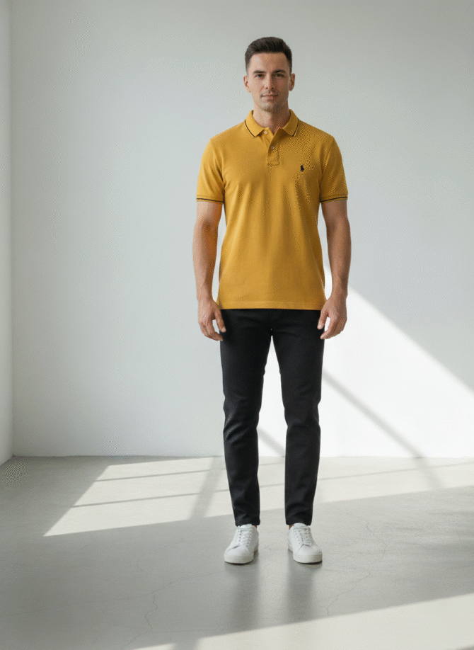Men’s Mustard Yellow Polo Ralph Lauren Shirt | Classic Cotton Polo for Casual & Smart Wear