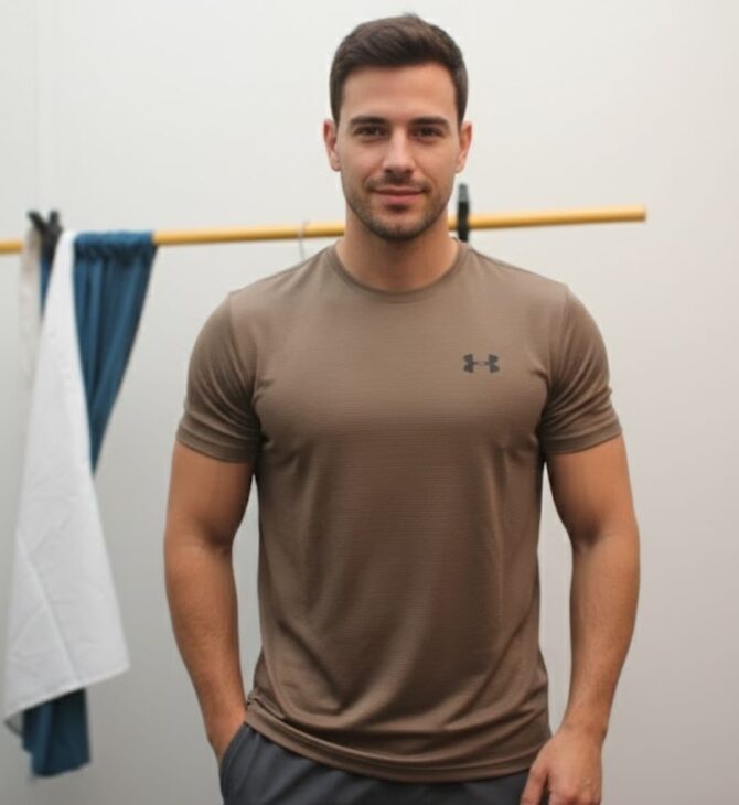 Men’s Brown Under Armour Dry-Fit Performance T-Shirt | Quick-Dry, Breathable Sportswear