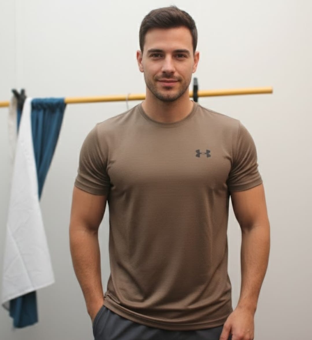 Men’s Brown Under Armour Dry-Fit Performance T-Shirt | Quick-Dry, Breathable Sportswear